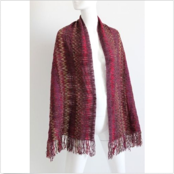 Missoni Scarf Long Fringe Multicolor Zig Zag Knit 70in L - Picture 2 of 7